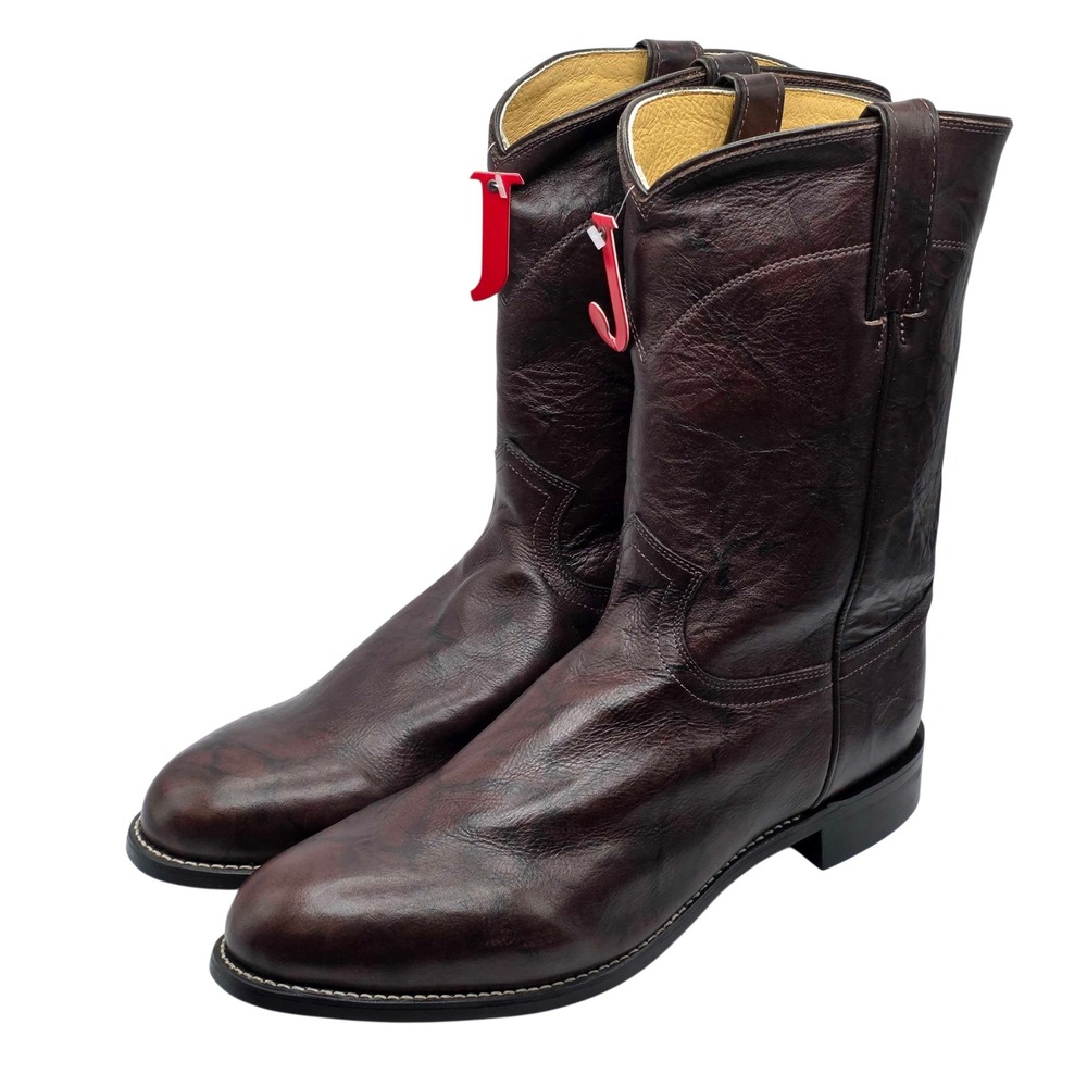 Justin Boot 3162 Jackson 10 Inch Round Toe Ropers Mens 10.5 EE Wide Dark Brown